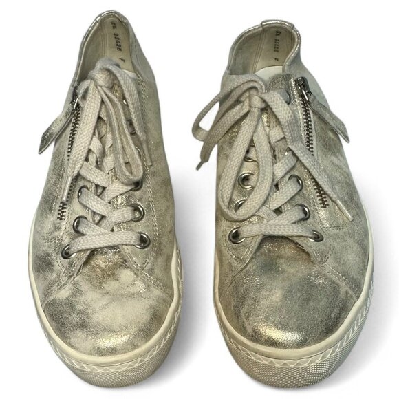 Paul Green Gold/Silver Metallic Tamara Zip Leather Sneakers - UK 5.5, US 8 - Picture 5 of 13
